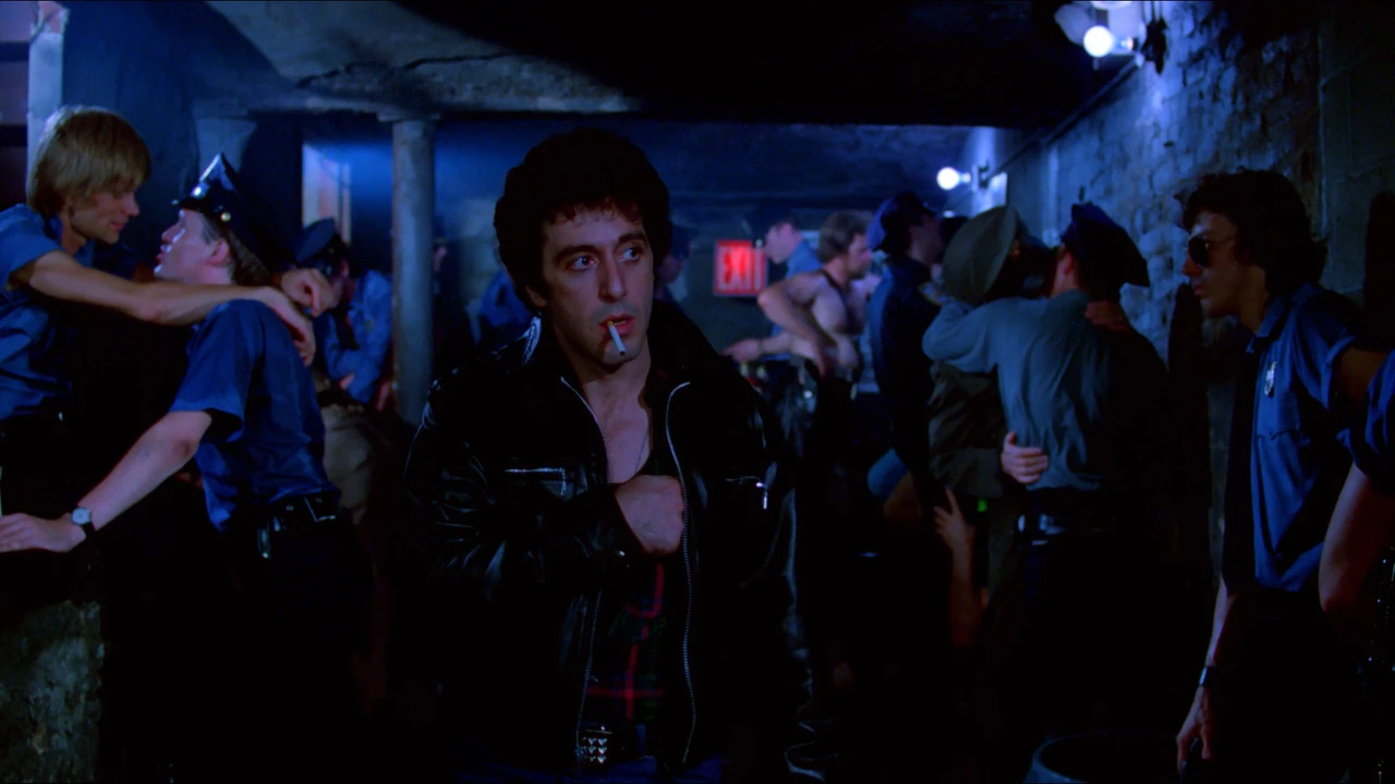 Al Pacino finds himself wandering through Cop Night in a scene from Cruising.